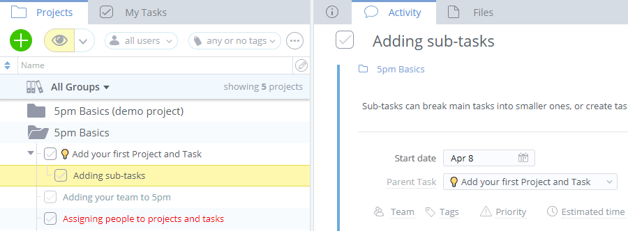 Sub-tasks