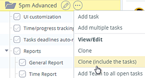 Cloning projects and tasks