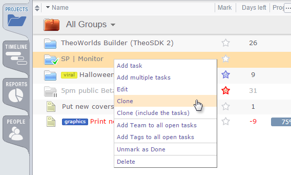 Cloning Projects and Tasks